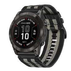 Per Garmin Fenix ​​7X Pro Nylon Canvas Quick Release 26mm Cinturino per orologio (nero grigio)