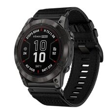 Per Garmin Fenix ​​7X Pro Nylon Canvas Quick Release 26mm Cinturino per orologio (nero)