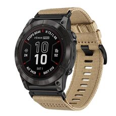 Per Garmin Fenix ​​7X Pro Nylon Canvas Quick Release 26mm Cinturino per orologio (cachi)