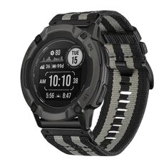 Per cinturino da orologio Garmin Instinct 2X in nylon e tela a sgancio rapido da 26 mm (nero grigio)