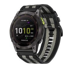 Per cinturino da orologio Garmin Enduro 2 / Enduro Nylon Canvas Quick Release 26mm (nero grigio)