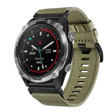 Per cinturino da orologio Garmin Descent MK2 / MK2i in nylon e tela a sgancio rapido da 26 mm (verde oliva)