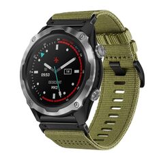 Per cinturino da orologio Garmin Descent MK2 / MK2i in nylon e tela a sgancio rapido da 26 mm (verde militare)