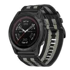 Per Garmin Tactix 7 / Tactix DELTA Nylon Canvas Quick Release 26mm Cinturino per orologio (nero grigio)