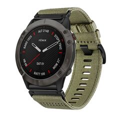 Per Garmin Fenix ​​6X / 6X Pro Nylon Canvas Quick Release 26mm Cinturino per orologio (verde oliva)