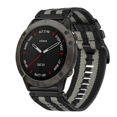 Per Garmin Fenix ​​6X / 6X Pro Nylon Canvas Quick Release 26mm Cinturino per orologio (nero grigio)
