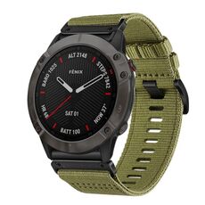 Per Garmin Fenix ​​6X / 6X Pro Nylon Canvas Quick Release 26mm Cinturino per orologio (verde militare)
