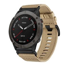 Per Garmin Fenix ​​6X / 6X Pro Nylon Canvas Quick Release Cinturino da 26 mm (cachi)