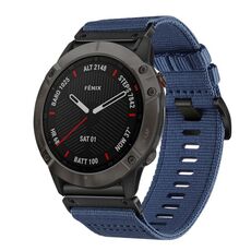 Per Garmin Fenix ​​6X / 6X Pro Nylon Canvas Quick Release 26mm Cinturino per orologio (blu)