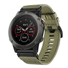 Per Garmin Fenix ​​5X / 5X Puls Nylon Canvas Quick Release Cinturino per orologio da 26 mm (verde oliva)