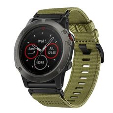 Per Garmin Fenix ​​5X / 5X Puls Nylon Canvas Quick Release Cinturino per orologio da 26 mm (verde militare)