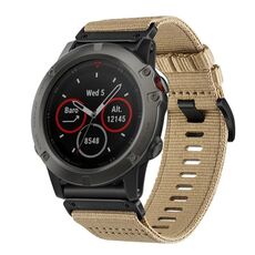 Per Garmin Fenix ​​5X / 5X Puls Nylon Canvas Quick Release Cinturino per orologio da 26 mm (cachi)
