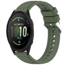 Per Garmin Forerunner 165 cinturino in silicone con texture a strisce da 20 mm (verde scuro)