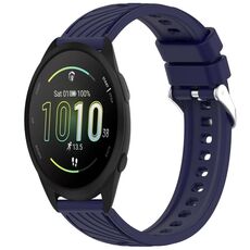 Per Garmin Forerunner 165 Music Stripe Texture Silicone Watch Band 20mm (Blu notte)