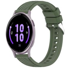 Per Garmin Active 5 cinturino in silicone con texture a strisce da 20 mm (verde scuro)