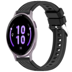 Per Garmin Active 5 cinturino in silicone con texture a strisce da 20 mm (nero)