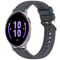 Per Garmin Active 5 cinturino in silicone con texture a strisce da 20 mm (grigio scuro)