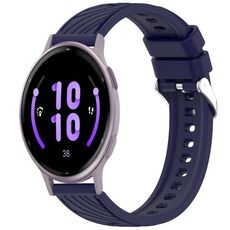 Per Garmin Active 5 cinturino in silicone con texture a strisce da 20 mm (blu notte)