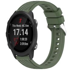 Per Garmin Forerunner 245 / 245 Music Stripe Texture Silicone Watch Band 20mm (Verde scuro)