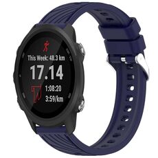 Per Garmin Forerunner 245 / 245 Music Stripe Texture Silicone Watch Band 20mm (Blu notte)