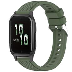 Per Garmin Forerunner Sq2 / Sq2 Music Stripe Texture Silicone Watch Band 20mm (Verde scuro)