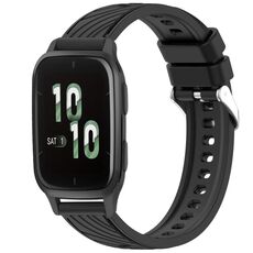 Per Garmin Forerunner Sq2 / Sq2 Music Stripe Texture Silicone 20mm Watch Band (Nero)