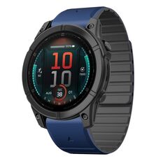 Per Garmin Fenix ​​E 47mm Dual Color Magnetic Quick Release 22mm Cinturino in silicone per orologio (blu scuro+nero)
