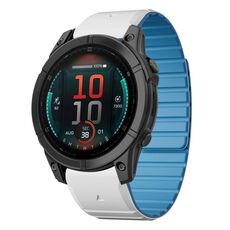 Per Garmin Fenix ​​E 47mm Dual Color Magnetic Quick Release 22mm Cinturino in silicone (bianco+azzurro cielo)