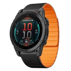 Per Garmin Fenix ​​E 47mm Dual Color Magnetic Quick Release 22mm Cinturino in silicone (nero+arancione)