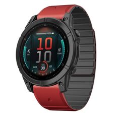 Per Garmin Fenix ​​E 47mm Dual Color Magnetic Quick Release 22mm Cinturino in silicone (rosso+nero)