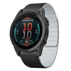 Per Garmin Fenix ​​E 47mm Dual Color Magnetic Quick Release 22mm Cinturino in silicone (nero+grigio)
