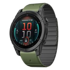 Per Garmin Fenix ​​E 47mm Dual Color Magnetic Quick Release 22mm Cinturino in silicone (verde+nero)