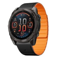 Per Garmin Fenix ​​8 AMOLED 47mm Dual Color Magnetic Quick Release 22mm Cinturino in silicone (nero+arancione)