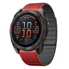 Per Garmin Fenix ​​8 AMOLED 47mm Dual Color Magnetic Quick Release 22mm Cinturino in silicone (rosso+nero)