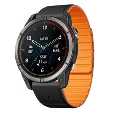 Per Garmin Quatix 7 Pro Dual Color Magnetic Quick Release 22mm Cinturino in silicone (nero+arancione)