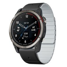 Per Garmin Quatix 7 Pro Dual Color Magnetic Quick Release 22mm Cinturino in silicone (nero+grigio)
