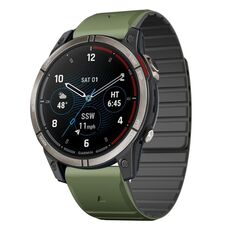 Per Garmin Quatix 7 Pro Dual Color Magnetic Quick Release 22mm Cinturino in silicone (verde+nero)