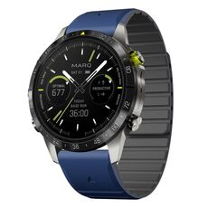 Per Garmin MARQ Gen 2 Dual Color Magnetic Quick Release 22mm Cinturino in silicone per orologio (blu scuro+nero)