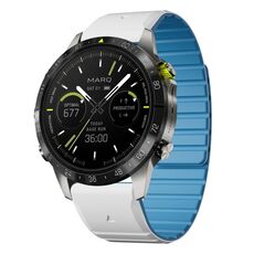 Per Garmin MARQ Gen 2 Dual Color Magnetic Quick Release 22mm Cinturino in silicone per orologio (bianco+azzurro cielo)