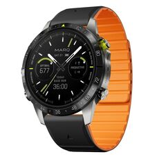 Per Garmin MARQ Gen 2 Dual Color Magnetic Quick Release 22mm Cinturino in silicone (nero+arancione)