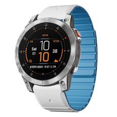 Per Garmin EPIX Gen 2 / EPIX Pro Gen 2 cinturino in silicone magnetico a sgancio rapido bicolore da 22 mm (bianco + azzurro)