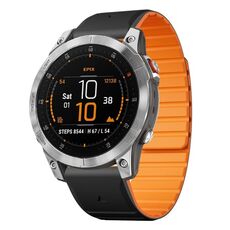 Per Garmin EPIX Gen 2 / EPIX Pro Gen 2 cinturino in silicone magnetico a sgancio rapido bicolore da 22 mm (nero + arancione)