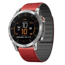 Per Garmin EPIX Gen 2 / EPIX Pro Gen 2 cinturino in silicone magnetico a sgancio rapido bicolore da 22 mm (rosso + nero)