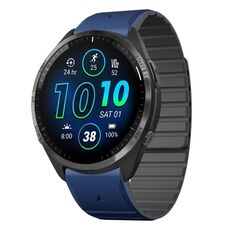 Per Garmin Forerunner 965 / 955 / 945 cinturino in silicone magnetico a sgancio rapido bicolore da 22 mm (blu scuro + nero)
