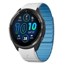 Per Garmin Forerunner 965 / 955 / 945 cinturino in silicone magnetico a sgancio rapido bicolore da 22 mm (bianco + azzurro)