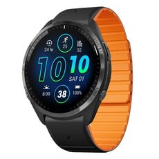 Per Garmin Forerunner 965 / 955 / 945 cinturino in silicone magnetico a sgancio rapido bicolore da 22 mm (nero + arancione)