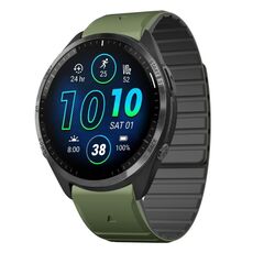 Per Garmin Forerunner 965 / 955 / 945 cinturino in silicone magnetico a sgancio rapido bicolore da 22 mm (verde + nero)