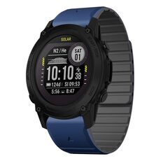 Per Garmin Descent G1 Dual Color Magnetic Quick Release 22mm Cinturino in silicone per orologio (blu scuro+nero)