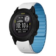 Per Garmin Descent G1 Dual Color Magnetic Quick Release 22mm Cinturino in silicone (bianco+azzurro cielo)
