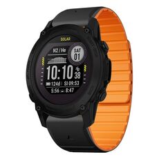 Per Garmin Descent G1 Dual Color Magnetic Quick Release 22mm Cinturino in silicone (nero+arancione)